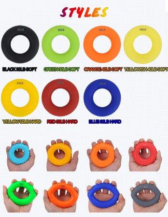 Custom Forearm and Finger Strengthener Exercise Silicone Rings Resistance Levels Pinch and Crush Ball Ring Hand Grip Ring