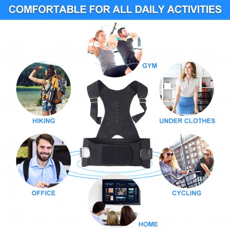 Custom Back Brace Black Skin Magnetic Posture Corrector Support Shoulder Strap Humpback Brace Belt For Cervical Lumbar Spine