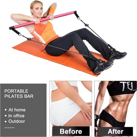 Pilates Bar Kit With Resistance Bands Pilates Bar Workout Equipment