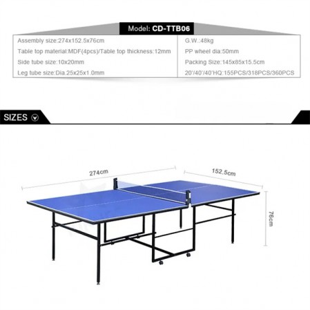 Portable foldable moving pingpong table tennis table with wheels