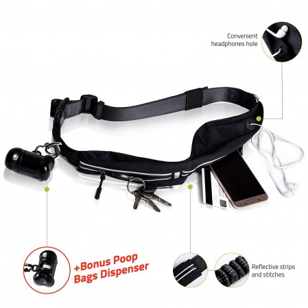 Hands Free Reflective Leash Adjustable Waist Belt