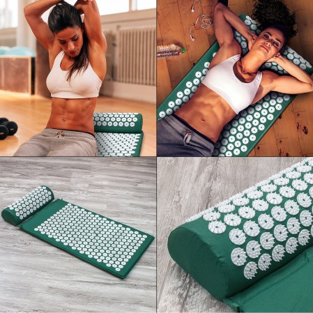 Foot Back and Neck Pain Relief Acupressure Mat and Pillow Set Foot Muscle Acupressure Massage Mat Comes in a Carry bag/ box