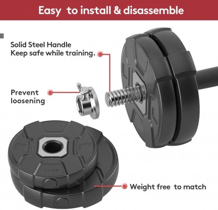 Adjustable Dumbbells barbell plates Set of 2 Free Weight Set with Steel Connector at Home