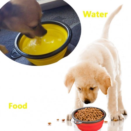 Collapsible Dog Bowl, Foldable Expandable Cup Dish for Pet Cat Food Water Feeding Portable Travel Bowl Free Carabiner