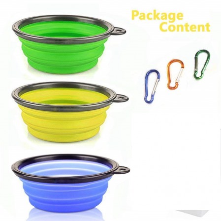 Collapsible Dog Bowl, Foldable Expandable Cup Dish for Pet Cat Food Water Feeding Portable Travel Bowl Free Carabiner