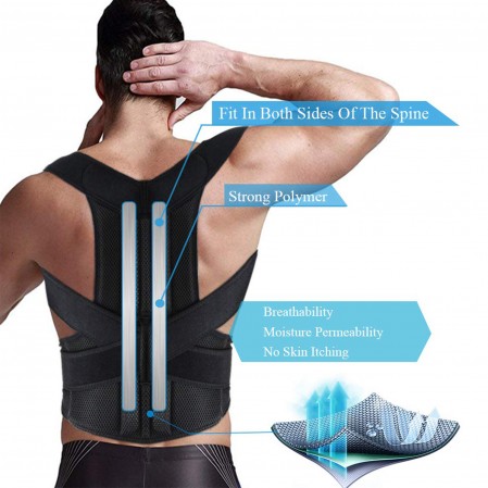 Custom Logo Size Adjustable Lumbar Back Brace Posture Corrector for men women for Improve Posture Provide and Back Pain Relief