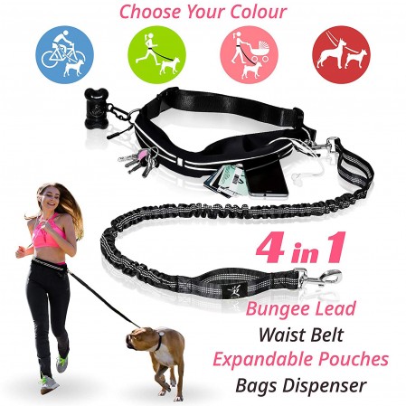 Hands Free Reflective Leash Adjustable Waist Belt