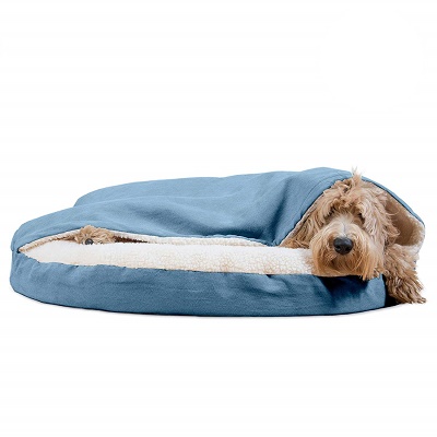 Pet Dog Bed Orthopedic Round Cuddle Nest Snuggery Burrow Blanket Pet Bed Removable Cover for Dogs & Cats