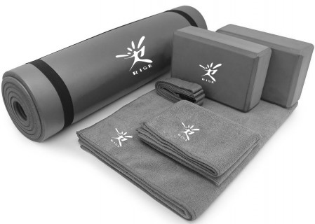 Fitness Yoga kit 6-Piece NBR Mat, 2 Blocks, 1 Mat Towel, 1 Hand Towel and a Strap yoga set