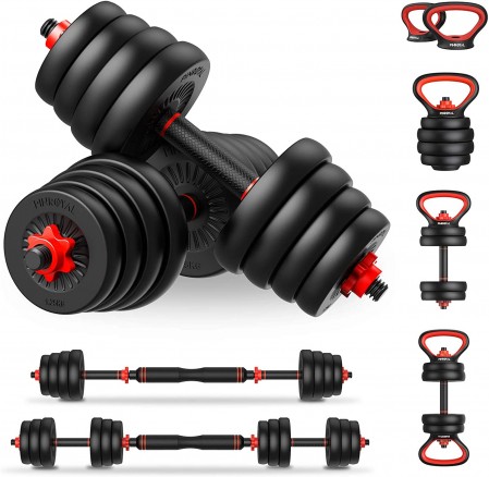 Adjustable Dumbbell Set, Free Weights Dumbbells Set of 2, Kettlebell, Barbell, Push-up