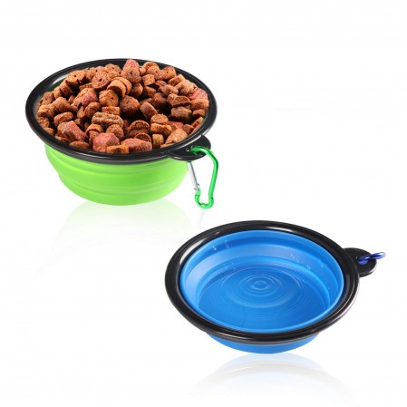 Collapsible Dog Bowl, Foldable Expandable Cup Dish for Pet Cat Food Water Feeding Portable Travel Bowl Free Carabiner