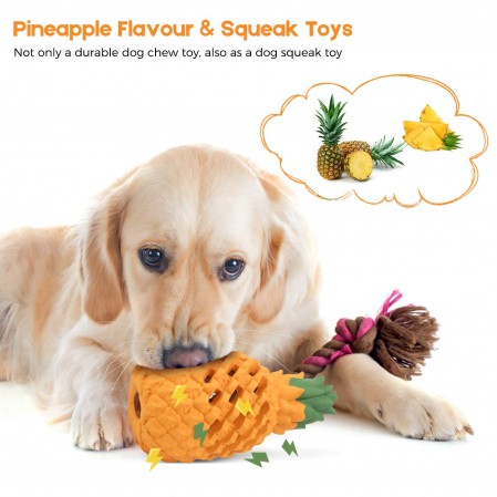 Dog Chew Toys for Aggressive Chewer Indestructible Durable Pineapple Squeaky Dog Chew Toy