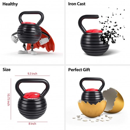 Adjustable Kettlebell Set Strength Training Exercise 10lb-40lb Kettle Ball Handle Grip Free