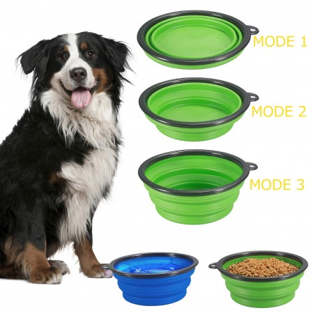 Collapsible Dog Bowl, Foldable Expandable Cup Dish for Pet Cat Food Water Feeding Portable Travel Bowl Free Carabiner