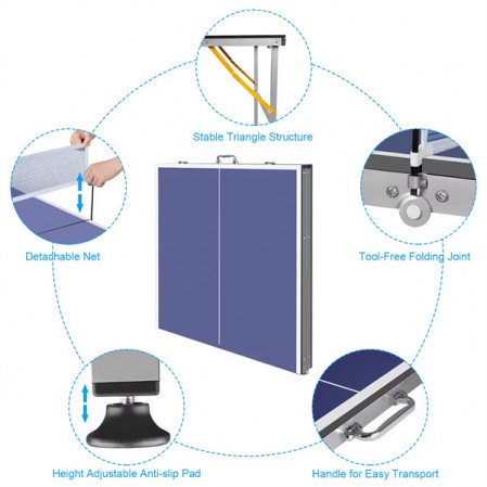 Mini Foldable Table Tennis Table with Quick Clamp Net