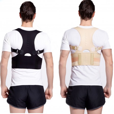 Custom Back Brace Black Skin Magnetic Posture Corrector Support Shoulder Strap Humpback Brace Belt For Cervical Lumbar Spine