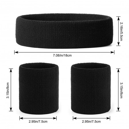 Sweatband Set – Sports Headband Wrist Striped Sweatbands Terry Cloth Wristband