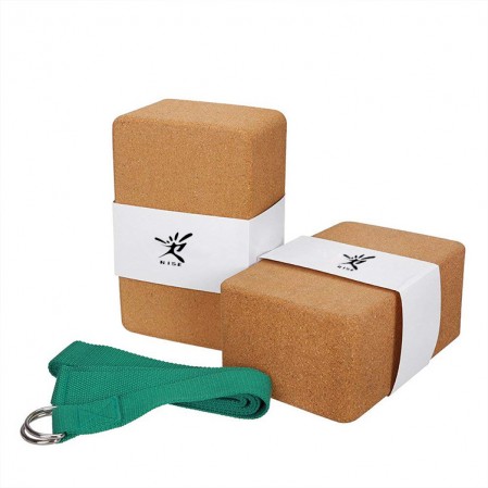 Custom High Quality kit for yoga stretch strap,Cork yoga block