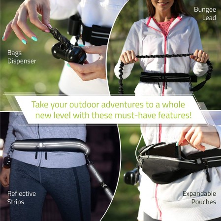 Hands Free Reflective Leash Adjustable Waist Belt