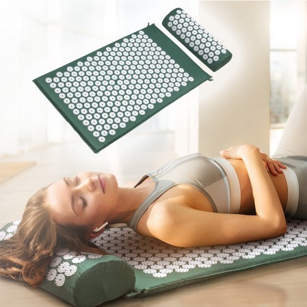 Foot Back and Neck Pain Relief Acupressure Mat and Pillow Set Foot Muscle Acupressure Massage Mat Comes in a Carry bag/ box