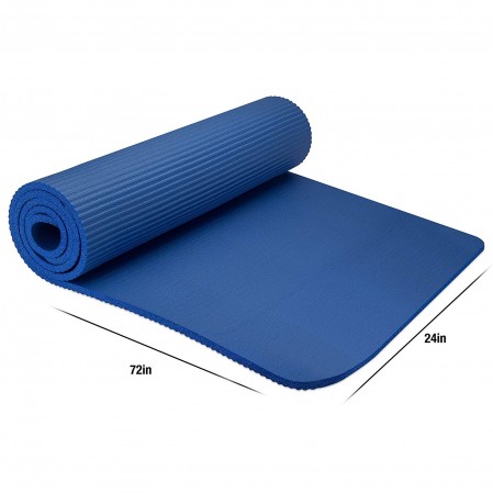 NBR Yoga Mat Fitness & Exercise Mat with Easy-Cinch Yoga Mat Carrier Strap