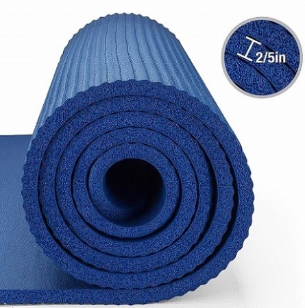 NBR Yoga Mat Fitness & Exercise Mat with Easy-Cinch Yoga Mat Carrier Strap