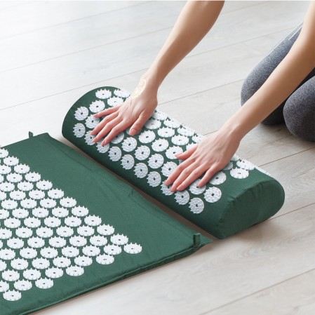 Foot Back and Neck Pain Relief Acupressure Mat and Pillow Set Foot Muscle Acupressure Massage Mat Comes in a Carry bag/ box