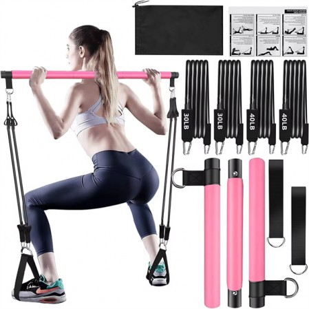 Pilates Bar Kit With Resistance Bands Pilates Bar Workout Equipment