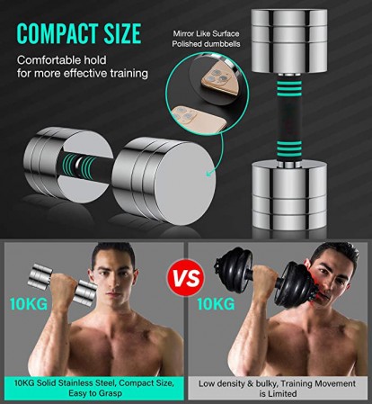 44Lbs Steel Non-Slip Foam Handle Adjustable Weight Dumbell For Men Women Home Gym Office Exercise