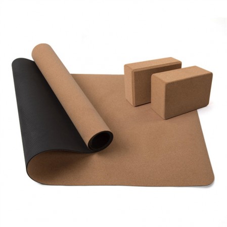 OEM Thick Mat Yoga Cork Block Natural Private Label Yoga Mat Set