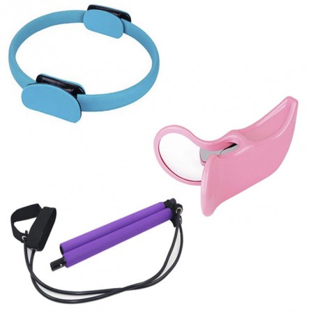 94cm Purple Pink Pilates Yoga Ring With Hip Muscle Trainer Pilates Bar Set