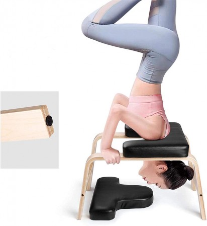 150kg Wood Stool PU Headstand Yoga Bench for Promote Blood Circulation