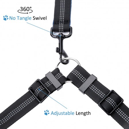 Dual Handle Bungee Waist Leash for Up to 150 lbs Large Dogs