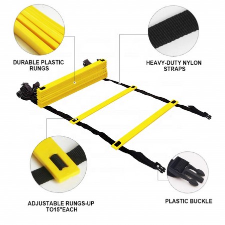 Custom Speed and Agility Training Ladder Set with Carrying Bag,6 Disc Cones,Resistance Parachute for Footwork