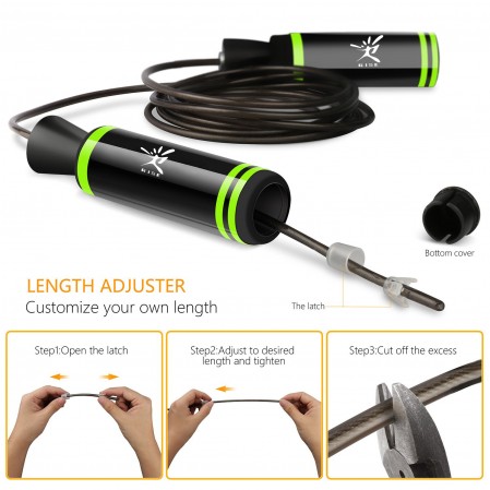 Adjustable  steel cable Jump Rope  with 360 degree ball bearing and  foam handles