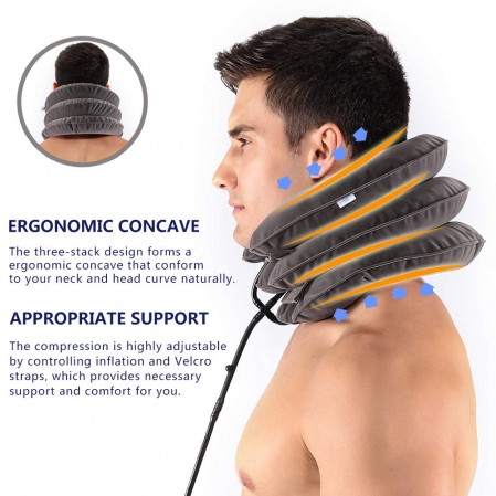 Neck Traction Device by EverRelief Inflatable & Adjustable Neck Stretcher Collar