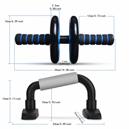 AB Wheel Roller Kit with Push Up Bar, Jump Rope and Knee Pad,Perfect Abdominal Core Carver Fitness Workout