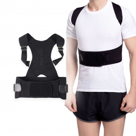 Custom Back Brace Black Skin Magnetic Posture Corrector Support Shoulder Strap Humpback Brace Belt For Cervical Lumbar Spine