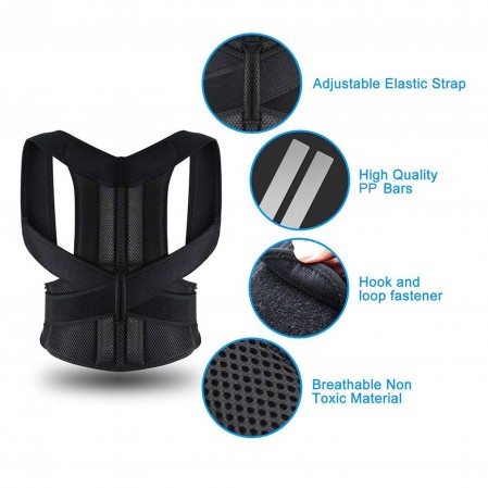 Custom Logo Size Adjustable Lumbar Back Brace Posture Corrector for men women for Improve Posture Provide and Back Pain Relief