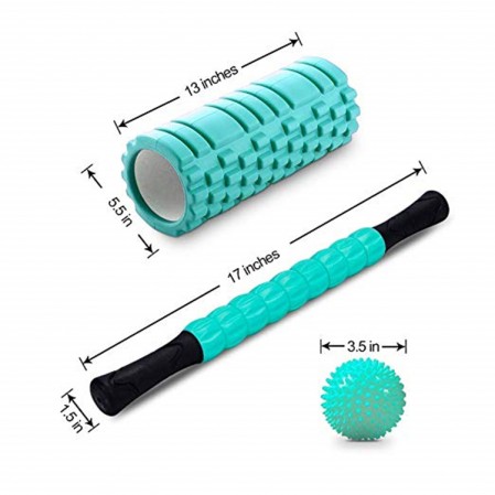 Manufacturer Customize EVA Hollow Yoga Foam Roller Set,Massage Stick and Spiky Ball