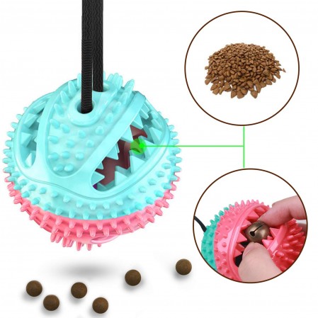 Pet Molar Bite Toy, Rubber Multifunction Dog Tug Rope Ball with Suction Cup