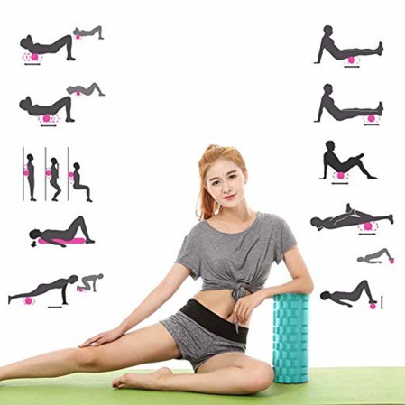 Manufacturer Customize EVA Hollow Yoga Foam Roller Set,Massage Stick and Spiky Ball