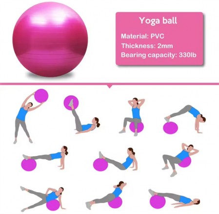 Durable Custom Printed Fitness Gym 65cm Balance Pilates Ball