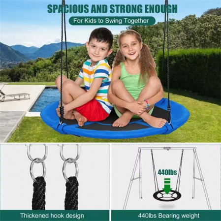 Metal Round Mat Swing Adjustable Safe 360 Rotate garden swing