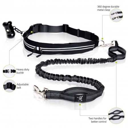 Hands Free Reflective Leash Adjustable Waist Belt