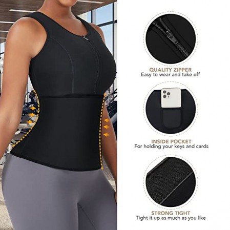 Compression Slimming Adjustable Double Belt Neoprene Waist Trainer with Zipper