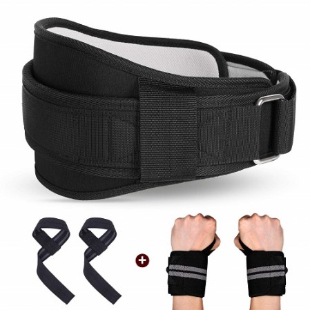 Weight Belt, Squat Belt Set with Lifting Straps and Wrist Wraps for Weightlifting