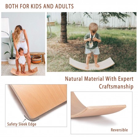 Custom Natural Wood Multifunction Rocker Kids wooden Montessori Fitness Curvy Board Wobble Baby Balance Board Manufacturer